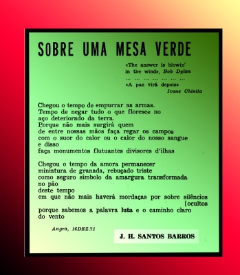 poema de Santos Barros publicado no "Glacial" nº 72 de 7 de Janeiro de 1972